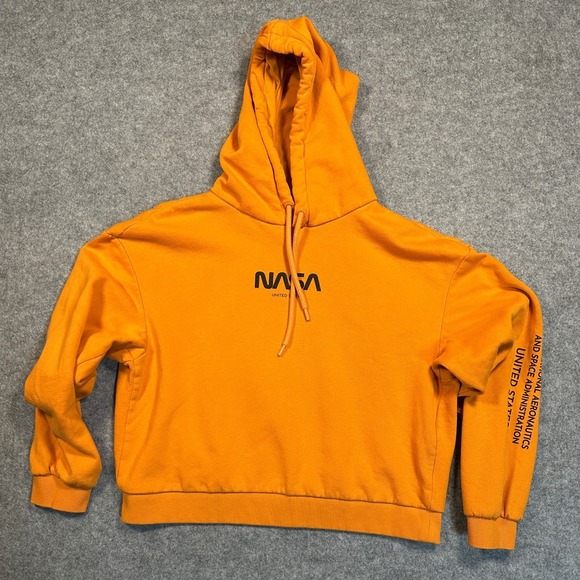 H&M Divided Tops - H&M Divided NASA Graphic Hoodie Medium Orange Cropped Fleece Pullover